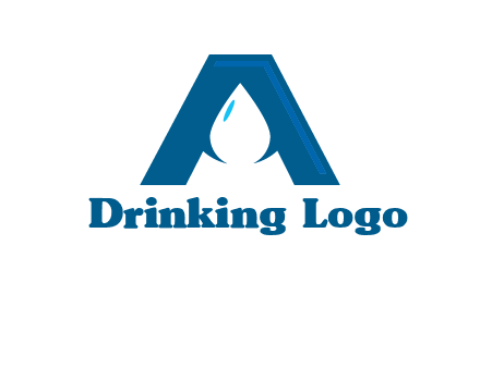 Letter A with a water drop in center Logo