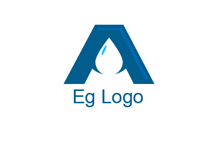 Letter A with a water drop in center Logo