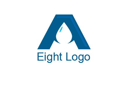 Letter A with a water drop in center Logo