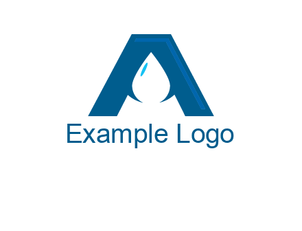 Letter A with a water drop in center Logo