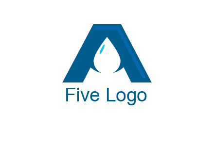 Letter A with a water drop in center Logo