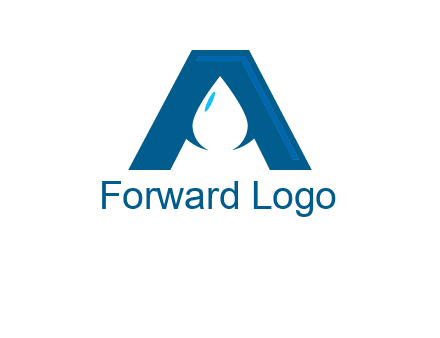 Letter A with a water drop in center Logo