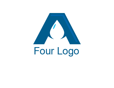 Letter A with a water drop in center Logo