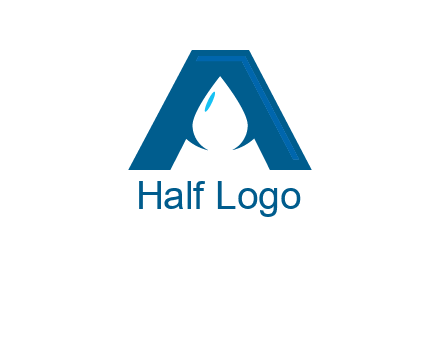 Letter A with a water drop in center Logo