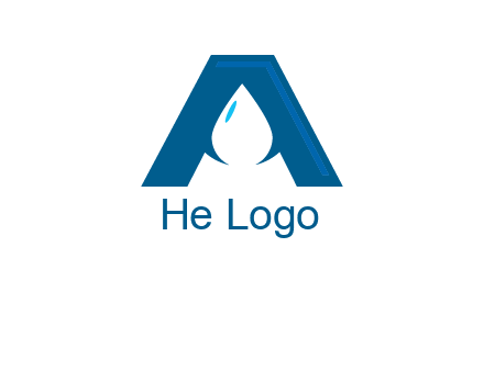 Letter A with a water drop in center Logo