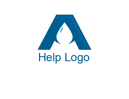 Letter A with a water drop in center Logo