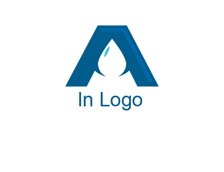 Letter A with a water drop in center Logo