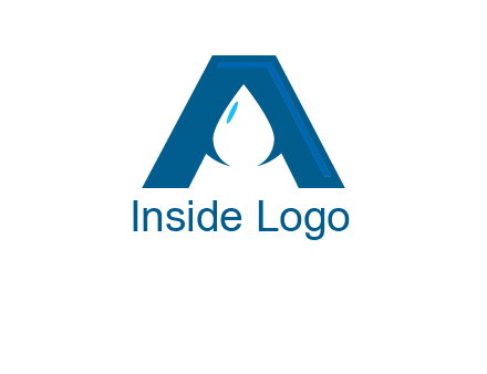 Letter A with a water drop in center Logo