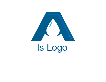 Letter A with a water drop in center Logo