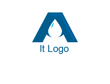 Letter A with a water drop in center Logo