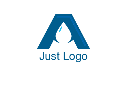 Letter A with a water drop in center Logo