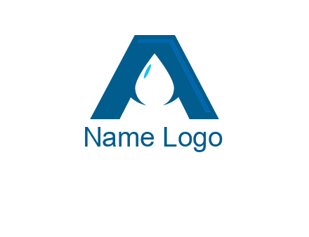 Letter A with a water drop in center Logo
