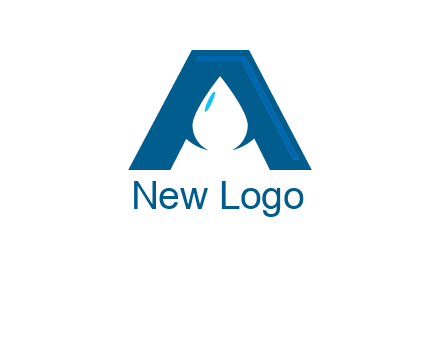 Letter A with a water drop in center Logo