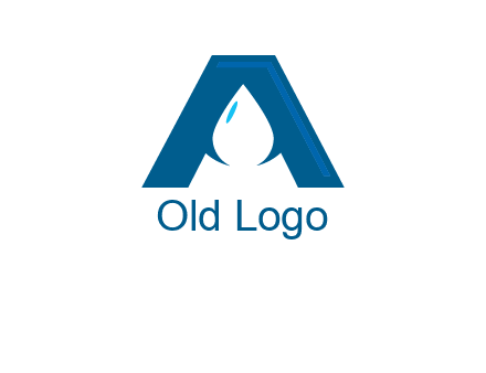 Letter A with a water drop in center Logo