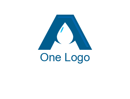 Letter A with a water drop in center Logo