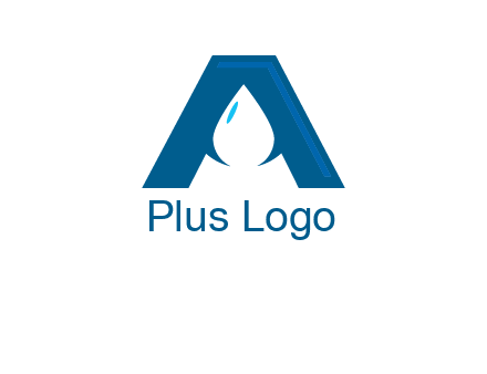 Letter A with a water drop in center Logo