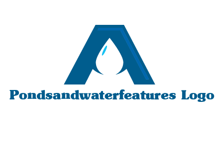 Letter A with a water drop in center Logo