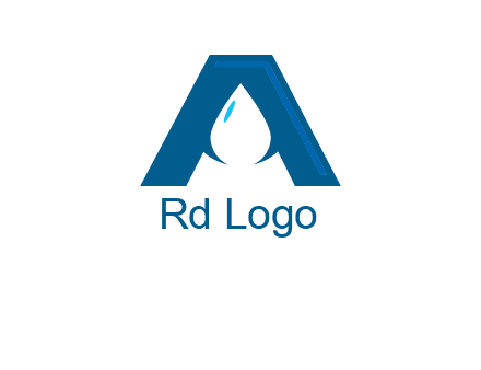 Letter A with a water drop in center Logo