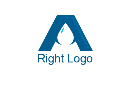 Letter A with a water drop in center Logo