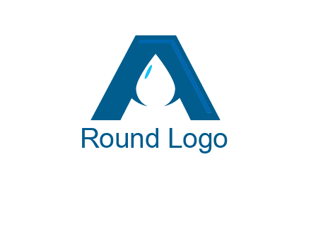 Letter A with a water drop in center Logo
