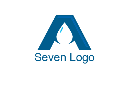 Letter A with a water drop in center Logo