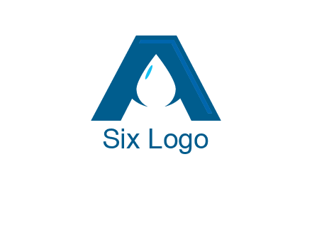 Letter A with a water drop in center Logo