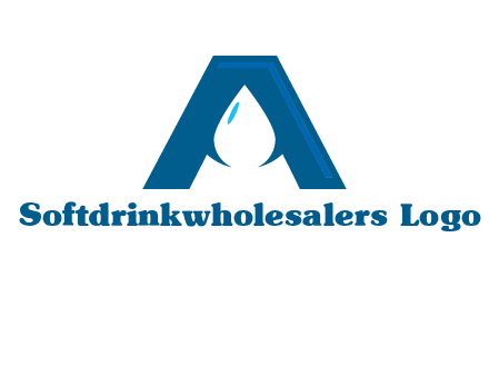 Letter A with a water drop in center Logo