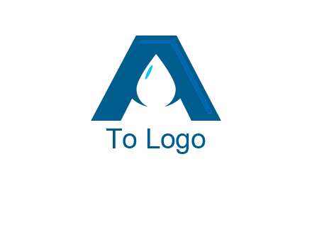 Letter A with a water drop in center Logo
