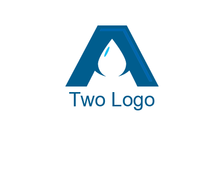 Letter A with a water drop in center Logo