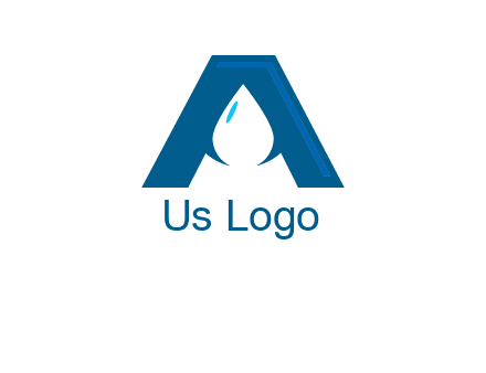 Letter A with a water drop in center Logo