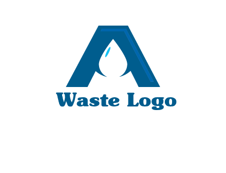 Letter A with a water drop in center Logo