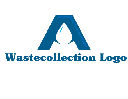 Letter A with a water drop in center Logo