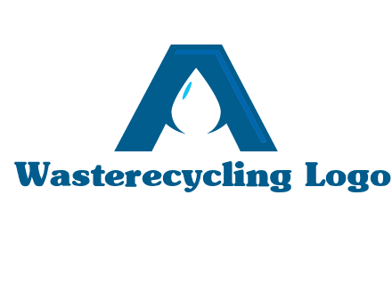 Letter A with a water drop in center Logo