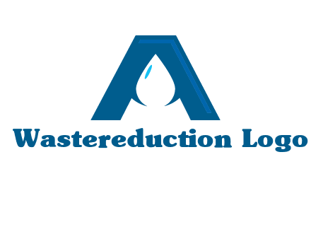 Letter A with a water drop in center Logo