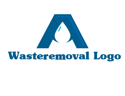 Letter A with a water drop in center Logo