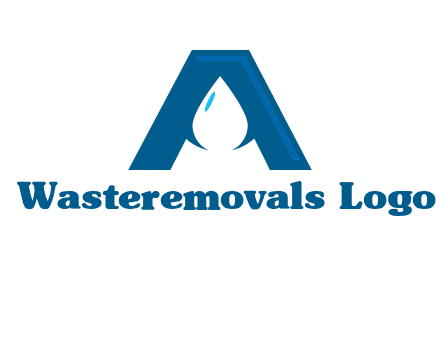 Letter A with a water drop in center Logo