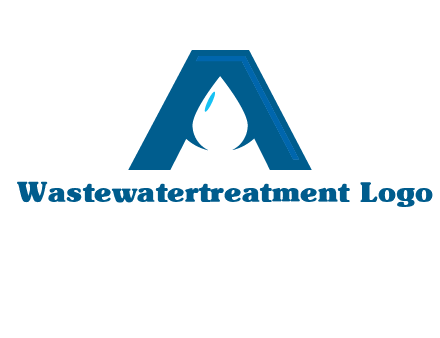 Letter A with a water drop in center Logo