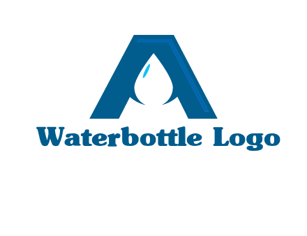 Letter A with a water drop in center Logo