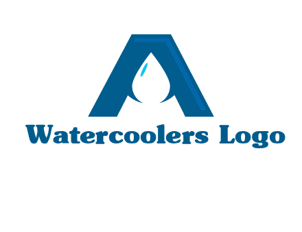 Letter A with a water drop in center Logo