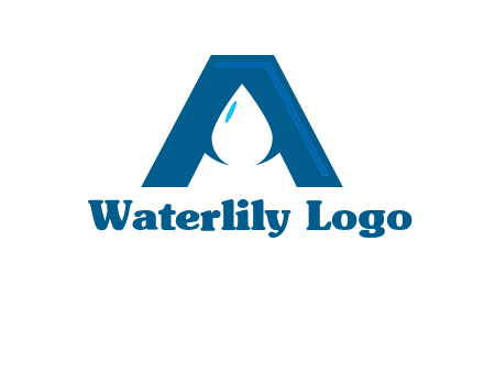 Letter A with a water drop in center Logo