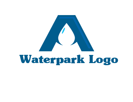 Letter A with a water drop in center Logo