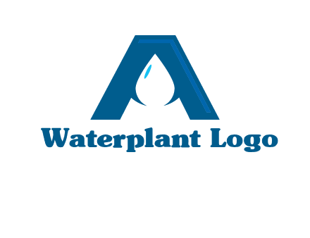 Letter A with a water drop in center Logo