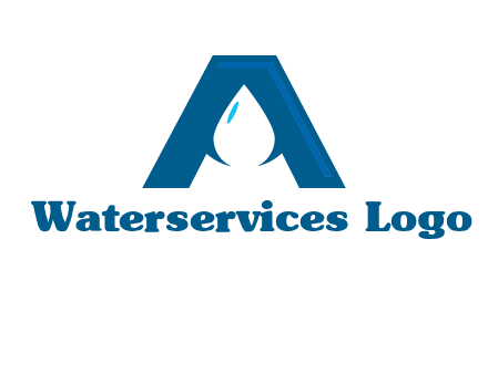 Letter A with a water drop in center Logo