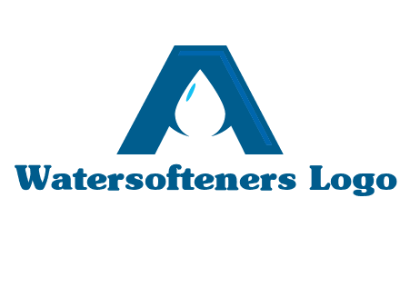 Letter A with a water drop in center Logo