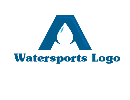 Letter A with a water drop in center Logo
