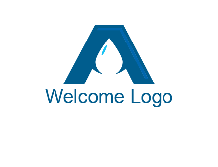 Letter A with a water drop in center Logo