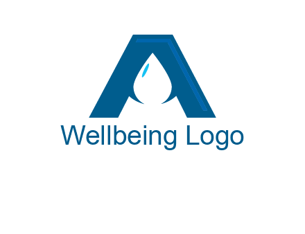Letter A with a water drop in center Logo