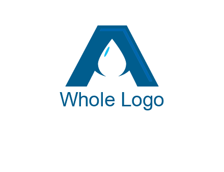 Letter A with a water drop in center Logo