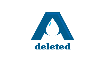 Letter A with a water drop in center Logo