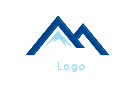 Mountain peaks and letter M logo